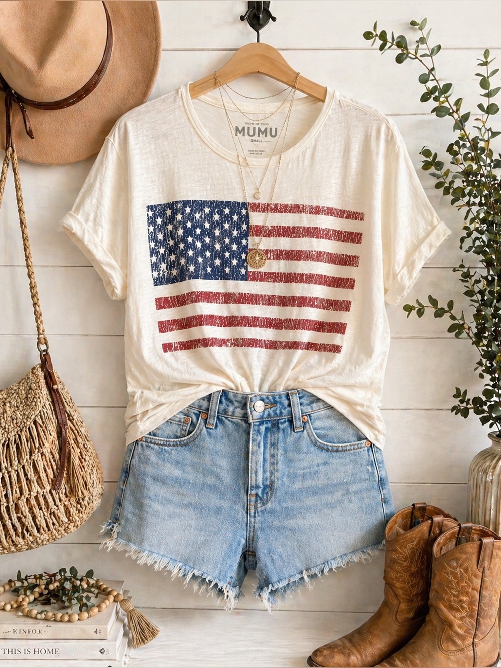 Show Me Your Mumu American Flag Graphic Tee - Size Small - Picture 2 of 9